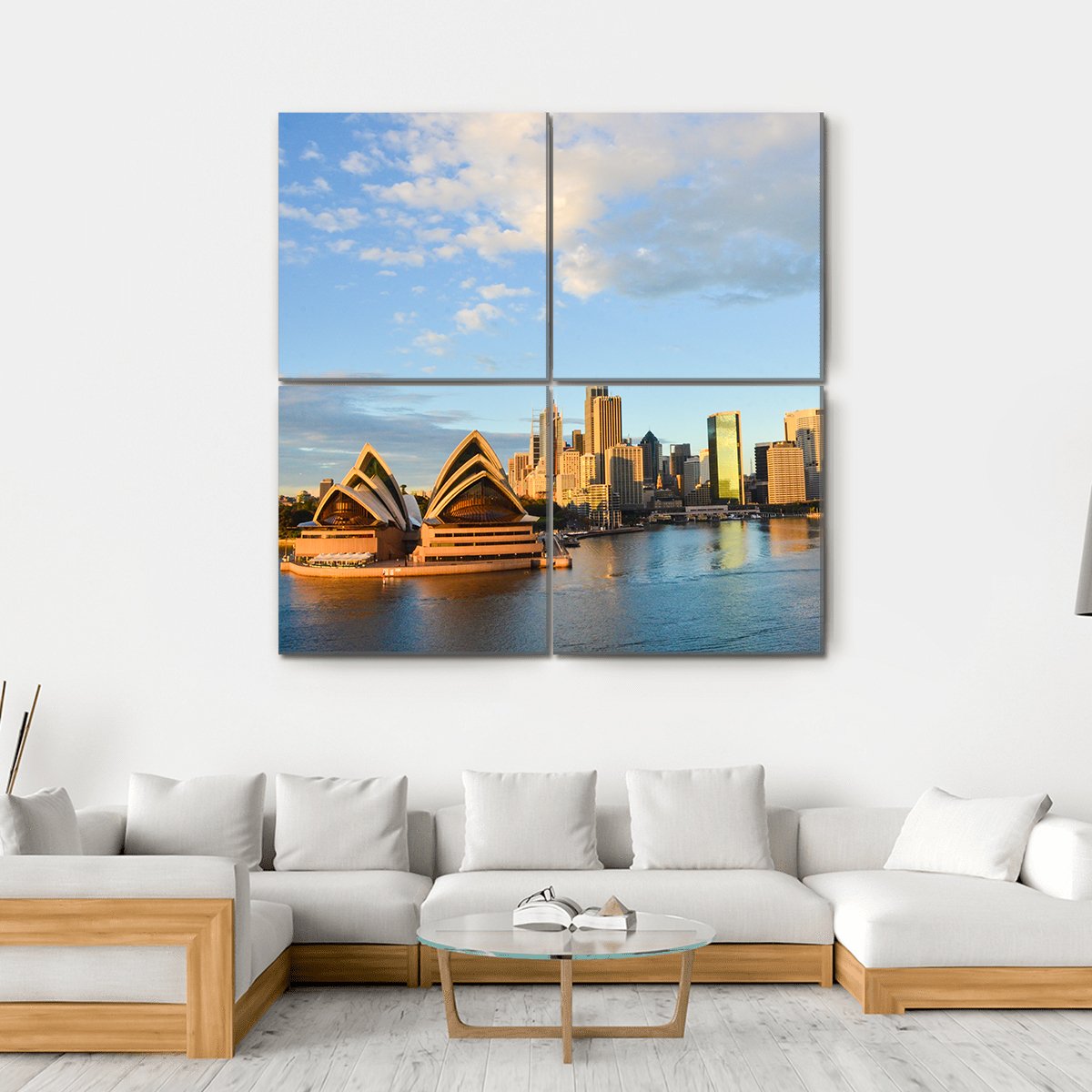 Sydney Opera House And City Canvas Wall Art-4 Square-Gallery Wrap-17" x 17"-Tiaracle