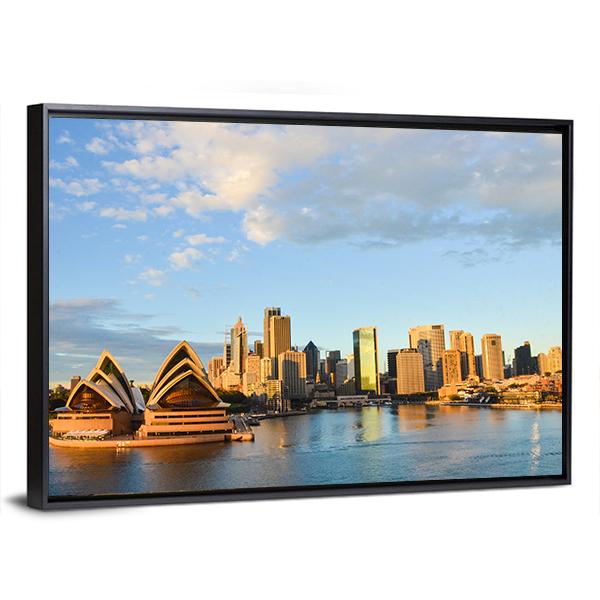 Sydney Opera House And City Canvas Wall Art-3 Horizontal-Gallery Wrap-25" x 16"-Tiaracle