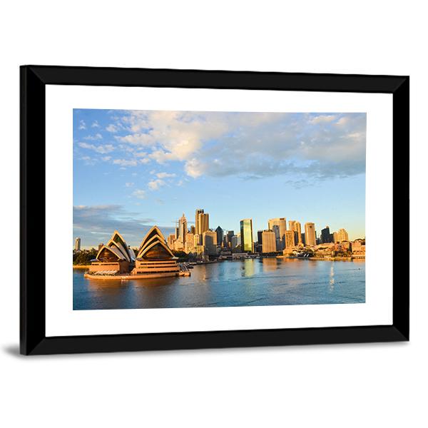 Sydney Opera House And City Canvas Wall Art-3 Horizontal-Gallery Wrap-25" x 16"-Tiaracle