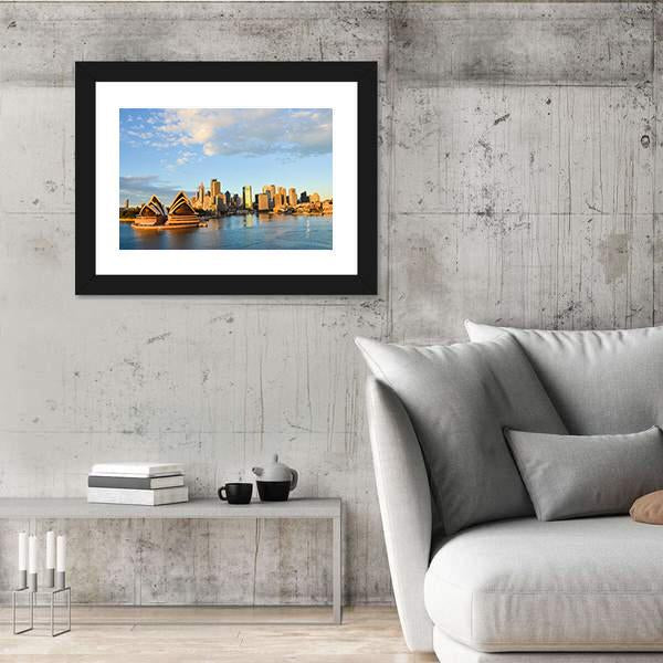 Sydney Opera House And City Canvas Wall Art-3 Horizontal-Gallery Wrap-25" x 16"-Tiaracle
