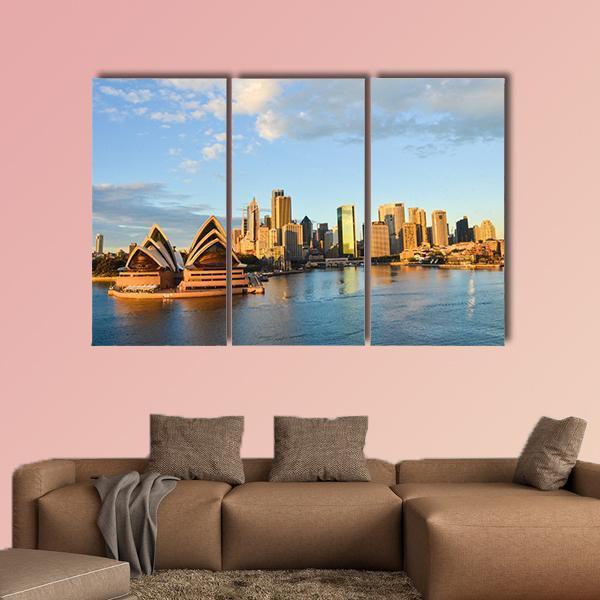 Sydney Opera House And City Canvas Wall Art-3 Horizontal-Gallery Wrap-37" x 24"-Tiaracle