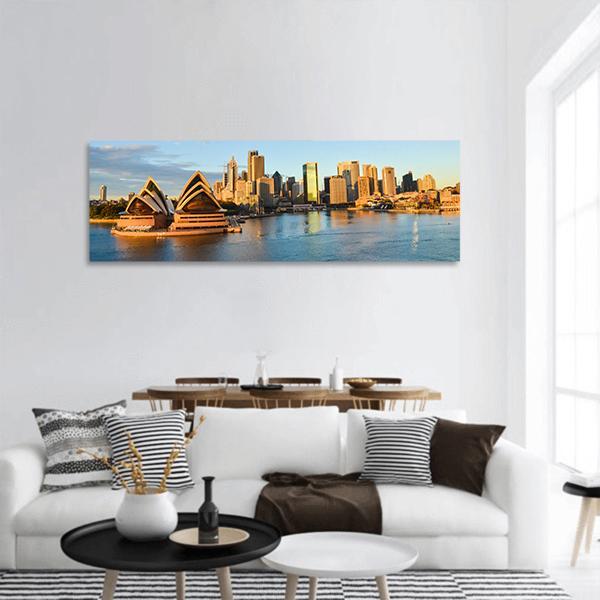 Sydney Opera House and City Panoramic Canvas Wall Art-1 Piece-36" x 12"-Tiaracle