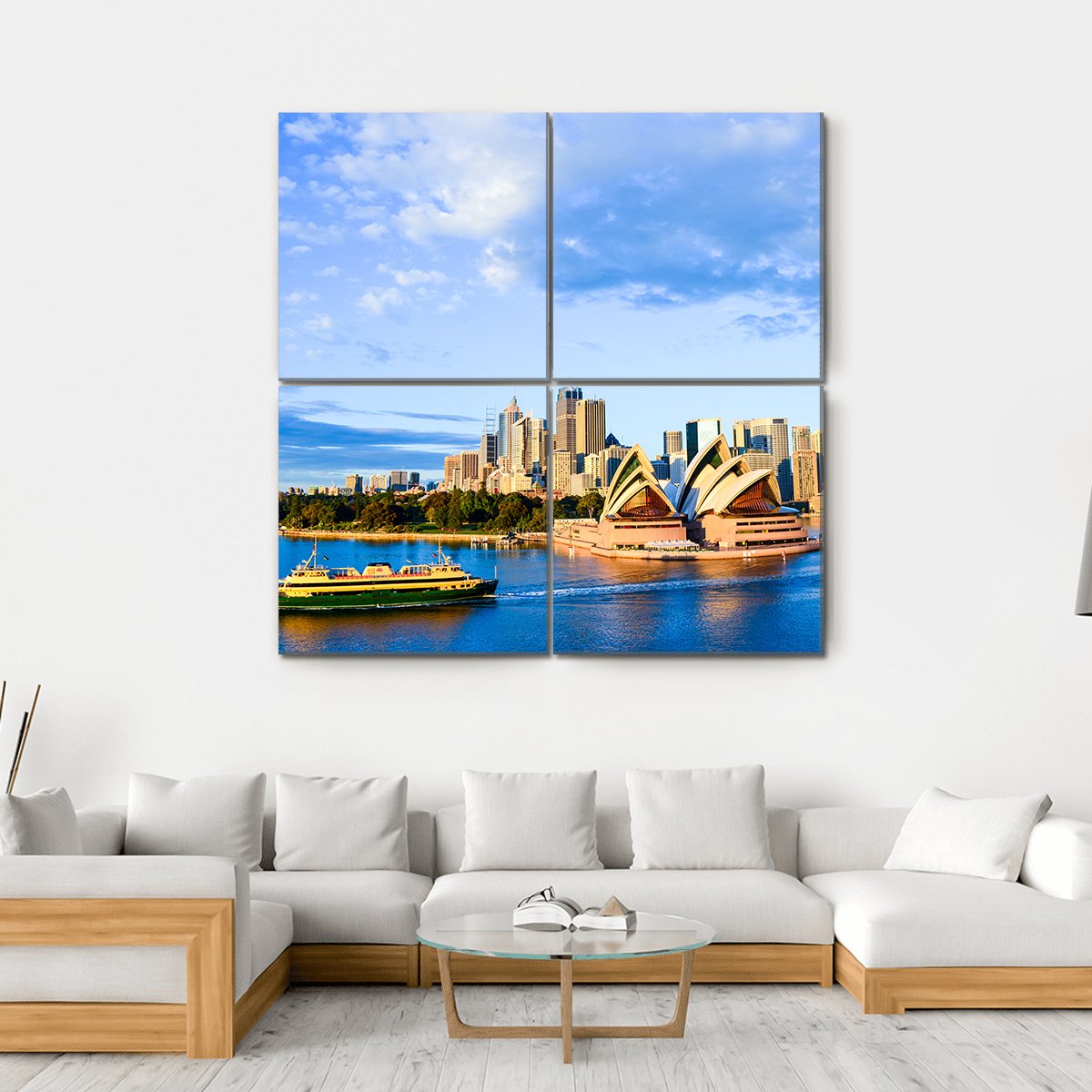 Sydney Opera Houses Canvas Wall Art-4 Square-Gallery Wrap-17" x 17"-Tiaracle
