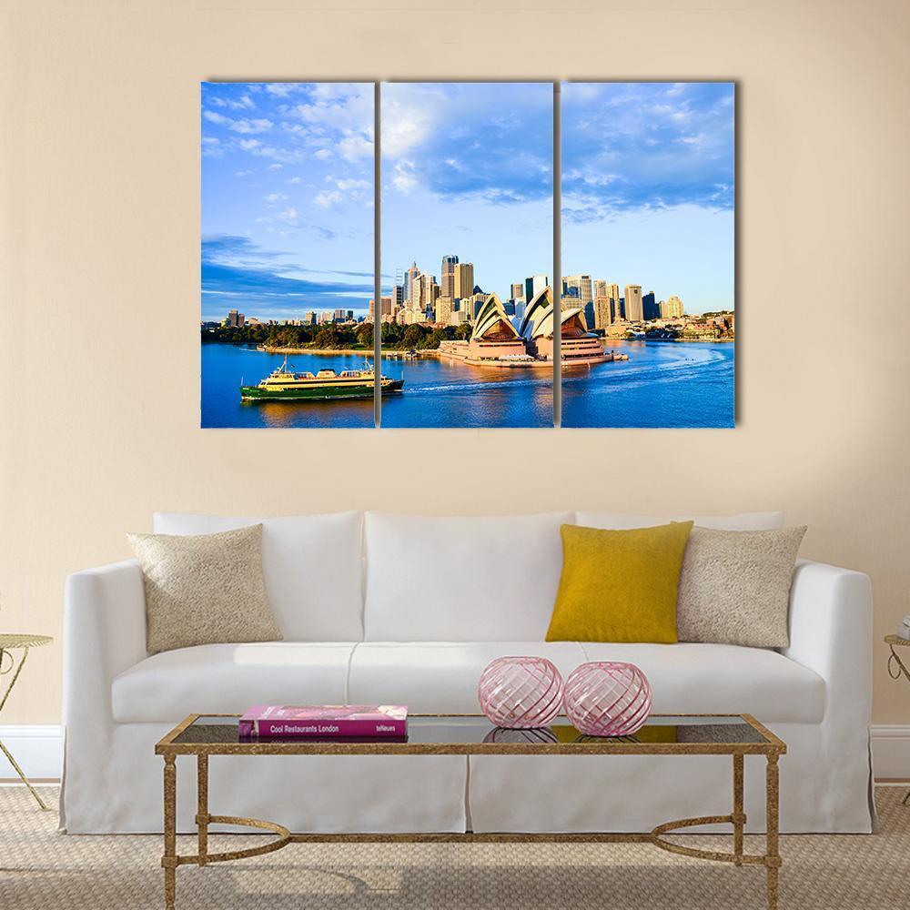 Sydney Opera Houses Canvas Wall Art-3 Horizontal-Gallery Wrap-37" x 24"-Tiaracle