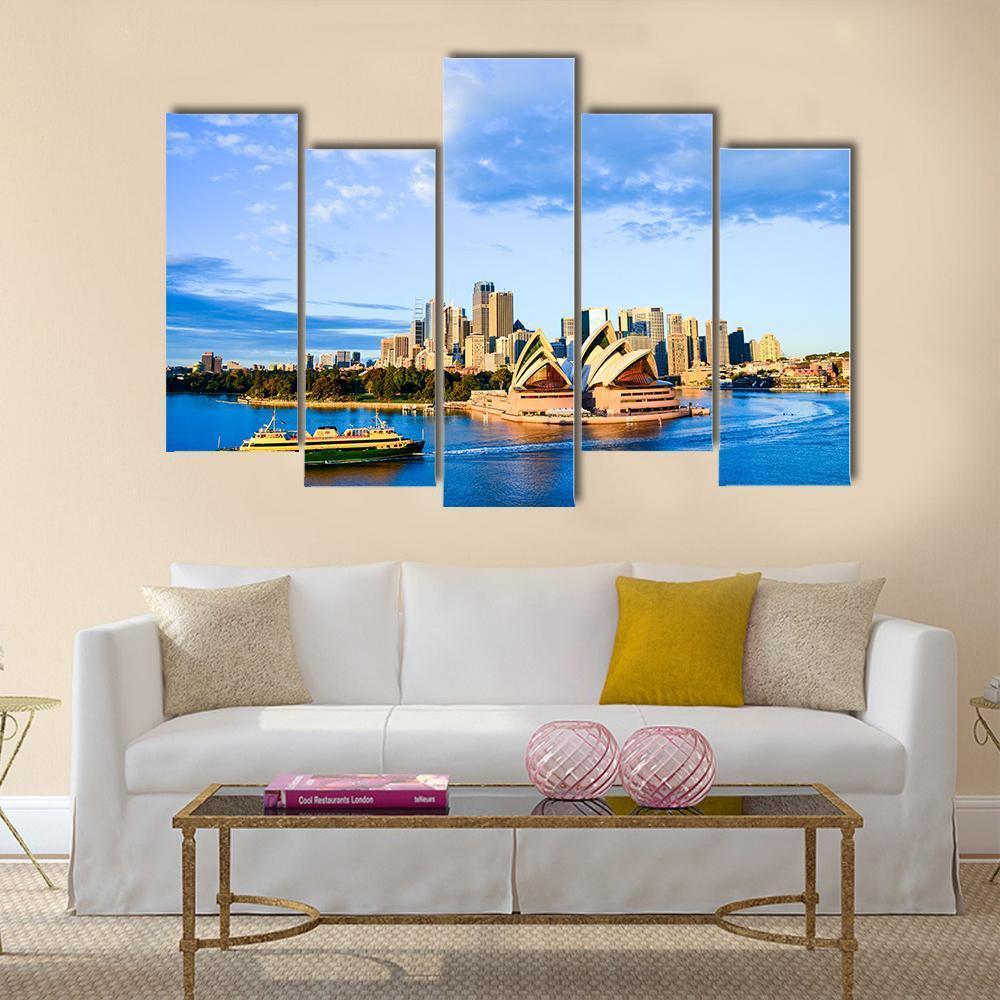 Sydney Opera Houses Canvas Wall Art-5 Pop-Gallery Wrap-47" x 32"-Tiaracle