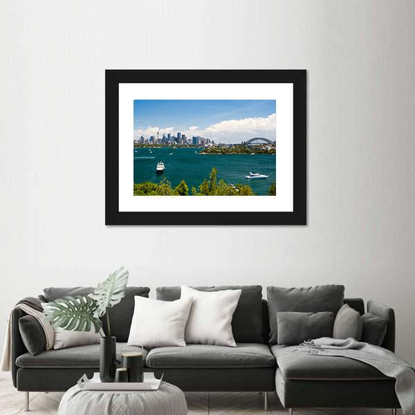 Sydney Skyline From Taronga Zoo Canvas Wall Art-1 Piece-Framed Print-20" x 16"-Tiaracle