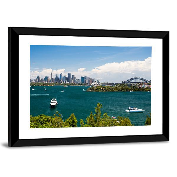 Sydney Skyline From Taronga Zoo Canvas Wall Art-3 Horizontal-Gallery Wrap-25" x 16"-Tiaracle