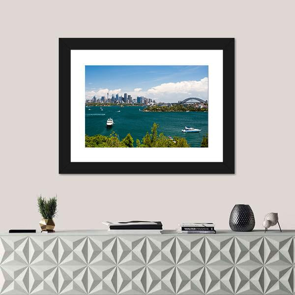 Sydney Skyline From Taronga Zoo Canvas Wall Art-3 Horizontal-Gallery Wrap-25" x 16"-Tiaracle