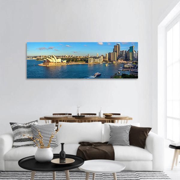 Sydney Skyline With Opera House Panoramic Canvas Wall Art-3 Piece-25" x 08"-Tiaracle