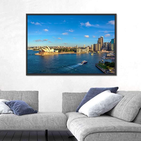 Sydney Skyline With Opera House Panoramic Canvas Wall Art-1 Piece-36" x 12"-Tiaracle