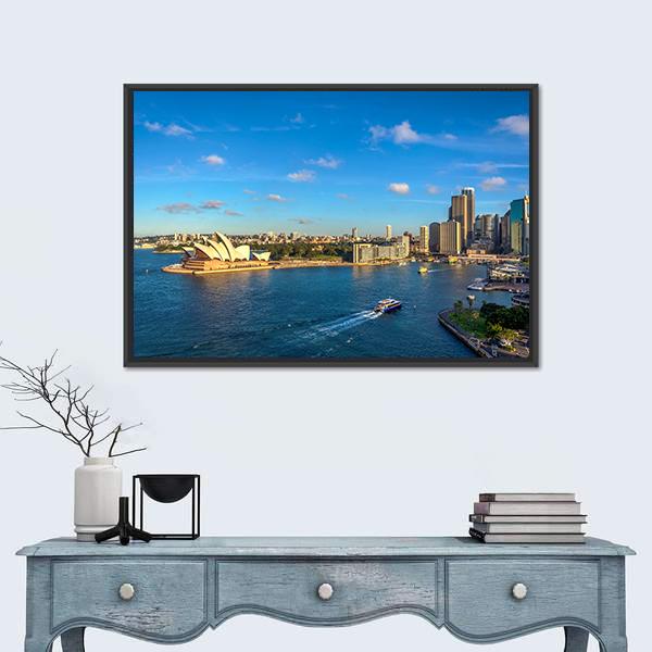 Sydney Skyline With Opera House Panoramic Canvas Wall Art-1 Piece-36" x 12"-Tiaracle