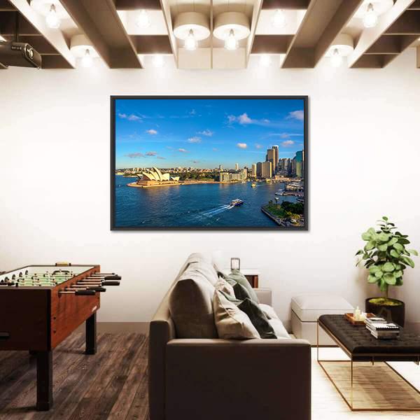 Sydney Skyline With Opera House Panoramic Canvas Wall Art-1 Piece-36" x 12"-Tiaracle