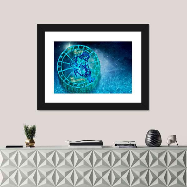 Symbol Of Aquarius Horoscope Canvas Wall Art-1 Piece-Framed Print-20" x 16"-Tiaracle