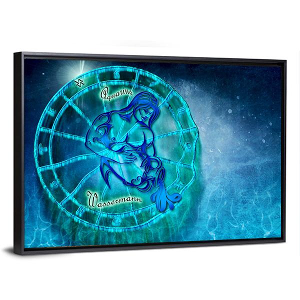 Symbol Of Aquarius Horoscope Canvas Wall Art-3 Horizontal-Gallery Wrap-25" x 16"-Tiaracle