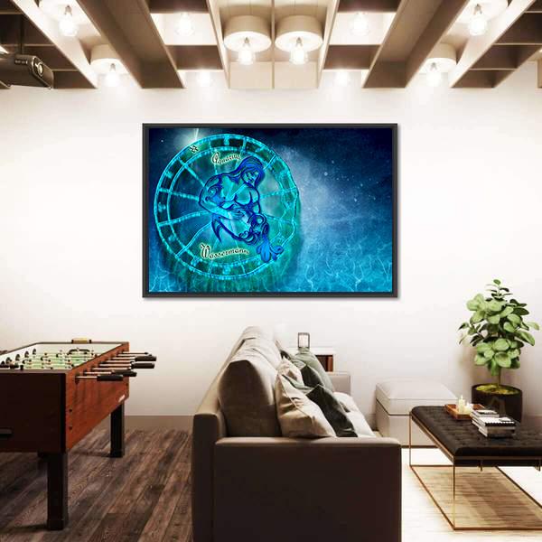 Symbol Of Aquarius Horoscope Canvas Wall Art-3 Horizontal-Gallery Wrap-25" x 16"-Tiaracle