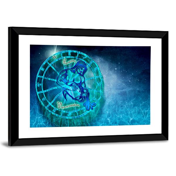 Symbol Of Aquarius Horoscope Canvas Wall Art-3 Horizontal-Gallery Wrap-25" x 16"-Tiaracle