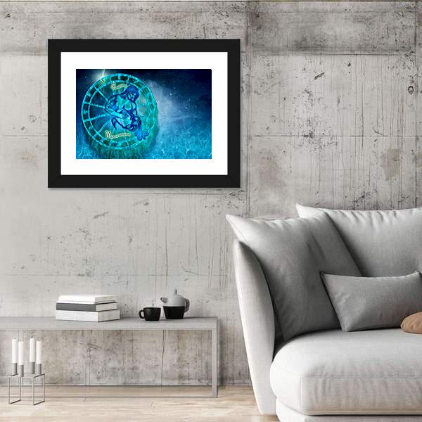Symbol Of Aquarius Horoscope Canvas Wall Art-3 Horizontal-Gallery Wrap-25" x 16"-Tiaracle