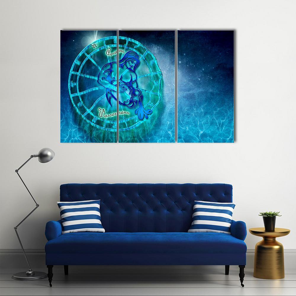 Symbol Of Aquarius Horoscope Canvas Wall Art-1 Piece-Gallery Wrap-36" x 24"-Tiaracle