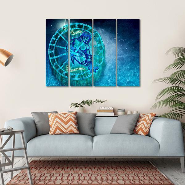 Symbol Of Aquarius Horoscope Canvas Wall Art-4 Horizontal-Gallery Wrap-34" x 24"-Tiaracle