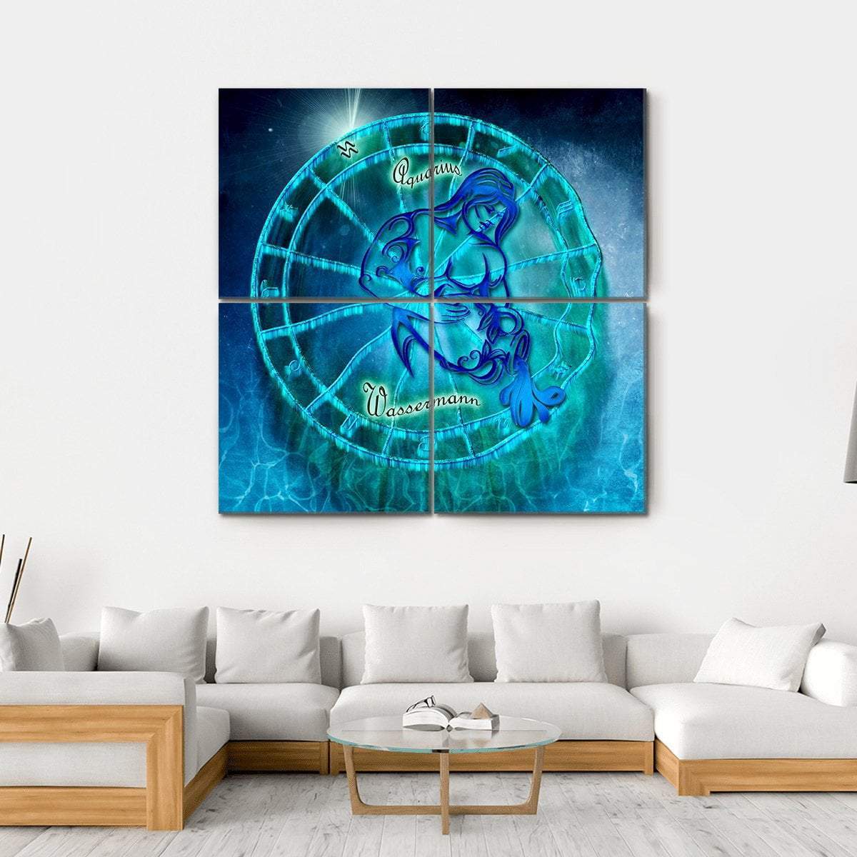 Symbol Of Aquarius Horoscope Canvas Wall Art-4 Square-Gallery Wrap-17" x 17"-Tiaracle