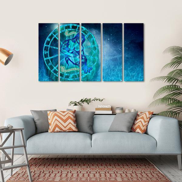 Symbol Of Aquarius Horoscope Canvas Wall Art-5 Horizontal-Gallery Wrap-22" x 12"-Tiaracle