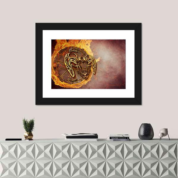 Symbol Of Aries Horoscope Canvas Wall Art-1 Piece-Framed Print-20" x 16"-Tiaracle