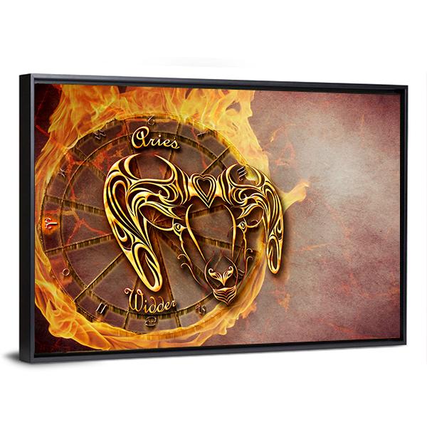 Symbol Of Aries Horoscope Canvas Wall Art-3 Horizontal-Gallery Wrap-25" x 16"-Tiaracle