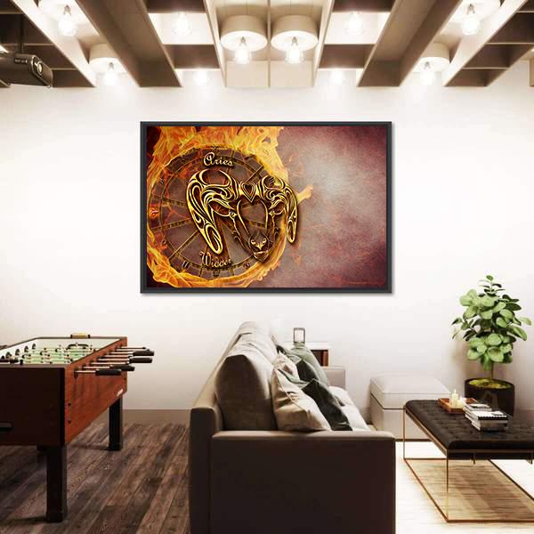 Symbol Of Aries Horoscope Canvas Wall Art-3 Horizontal-Gallery Wrap-25" x 16"-Tiaracle