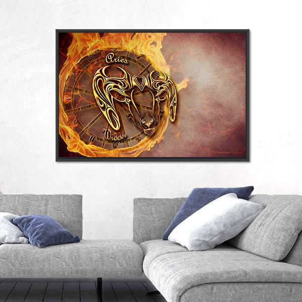 Symbol Of Aries Horoscope Canvas Wall Art-3 Horizontal-Gallery Wrap-25" x 16"-Tiaracle