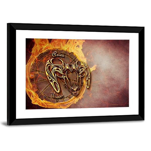 Symbol Of Aries Horoscope Canvas Wall Art-3 Horizontal-Gallery Wrap-25" x 16"-Tiaracle