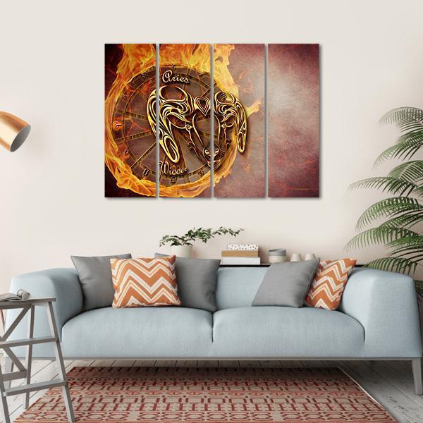 Symbol Of Aries Horoscope Canvas Wall Art-4 Horizontal-Gallery Wrap-34" x 24"-Tiaracle