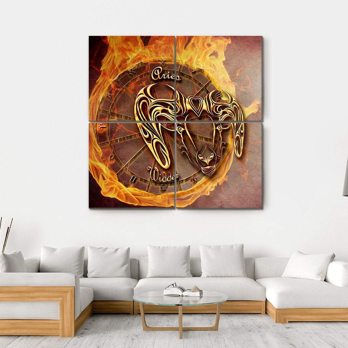 Symbol Of Aries Horoscope Canvas Wall Art-4 Square-Gallery Wrap-17" x 17"-Tiaracle
