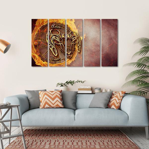 Symbol Of Aries Horoscope Canvas Wall Art-5 Horizontal-Gallery Wrap-22" x 12"-Tiaracle