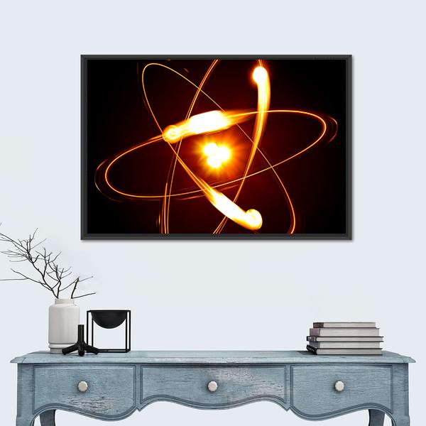 Symbol Of Atom Canvas Wall Art-1 Piece-Floating Frame-24" x 16"-Tiaracle