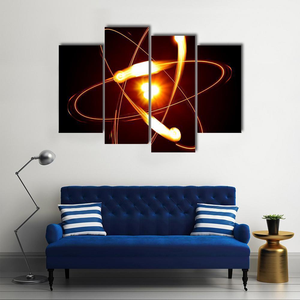 Symbol Of Atom Canvas Wall Art-4 Pop-Gallery Wrap-50" x 32"-Tiaracle