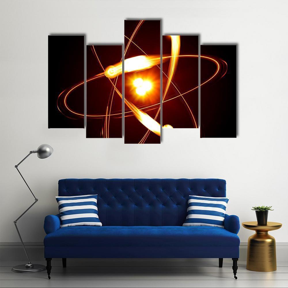 Symbol Of Atom Canvas Wall Art-5 Pop-Gallery Wrap-47" x 32"-Tiaracle