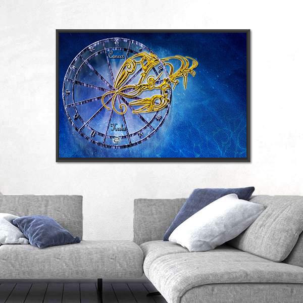 Symbol Of Cancer Horoscope Canvas Wall Art-3 Horizontal-Gallery Wrap-25" x 16"-Tiaracle