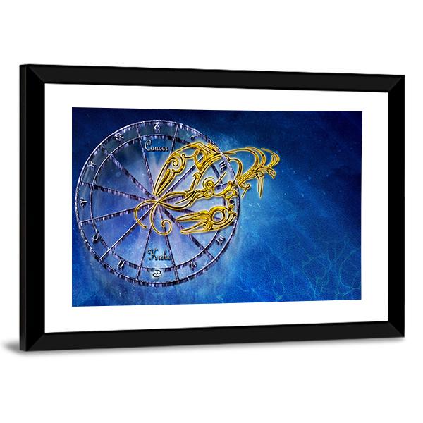 Symbol Of Cancer Horoscope Canvas Wall Art-3 Horizontal-Gallery Wrap-25" x 16"-Tiaracle