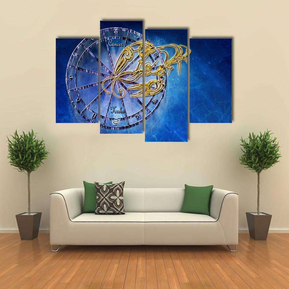 Symbol Of Cancer Horoscope Canvas Wall Art-4 Pop-Gallery Wrap-34" x 20"-Tiaracle
