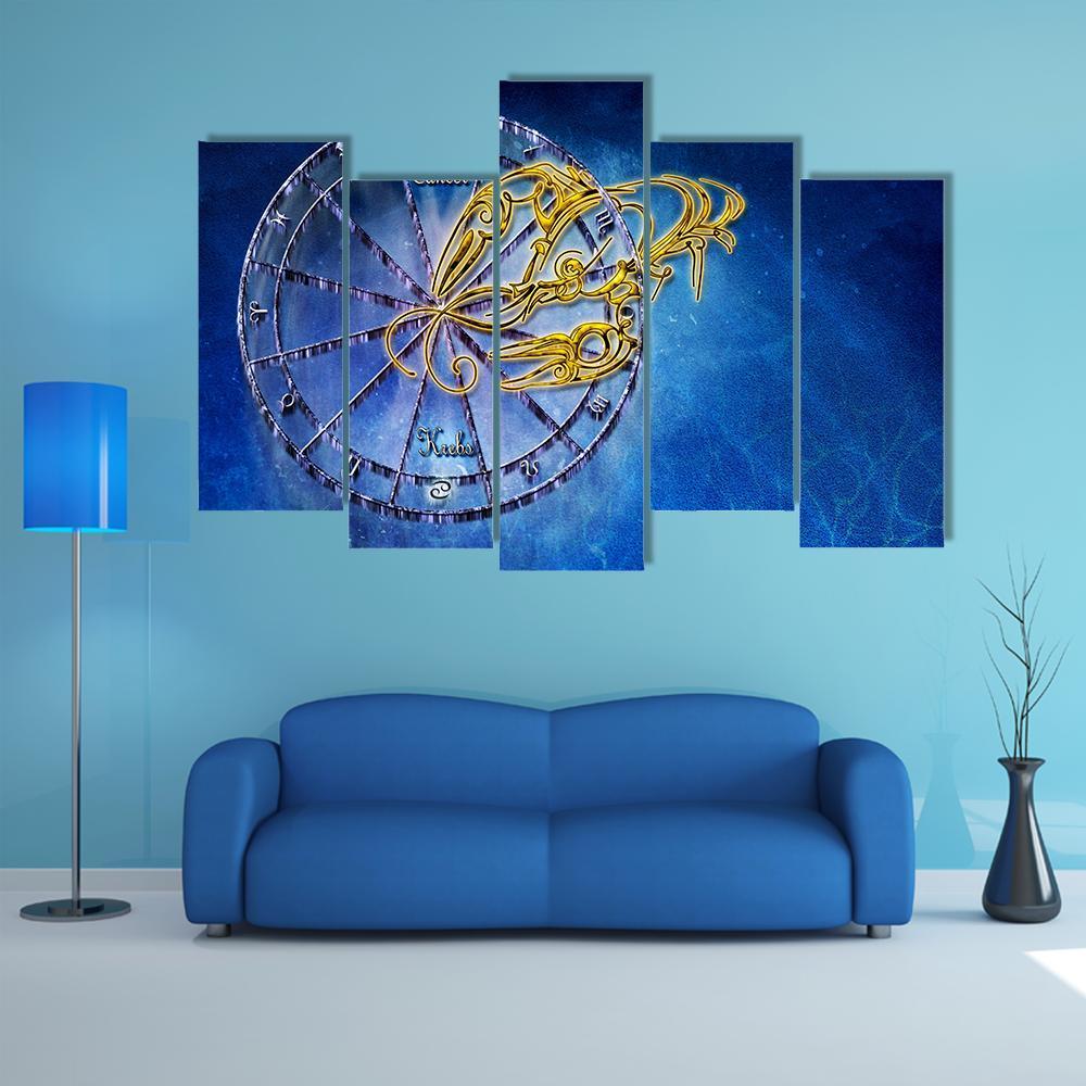 Symbol Of Cancer Horoscope Canvas Wall Art-5 Pop-Gallery Wrap-32" x 21"-Tiaracle