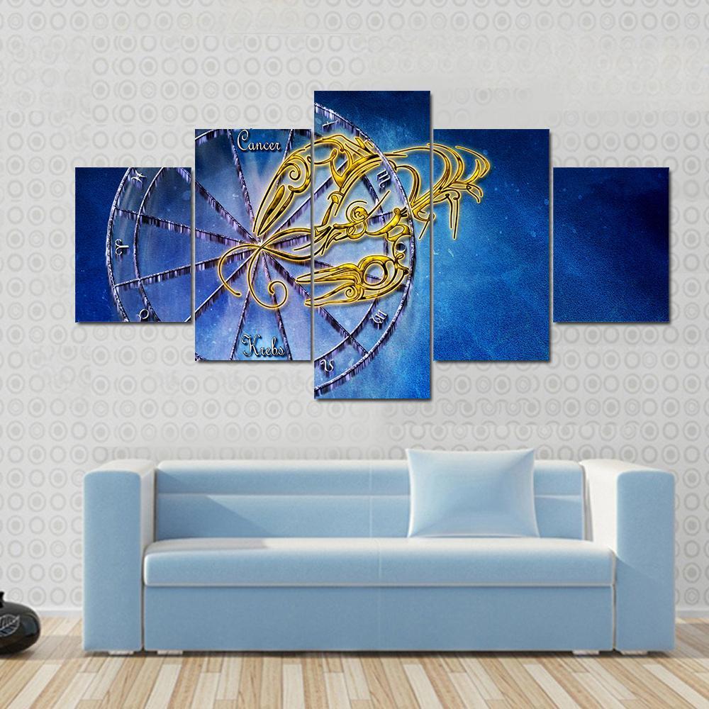 Symbol Of Cancer Horoscope Canvas Wall Art-5 Star-Gallery Wrap-42" x 21"-Tiaracle