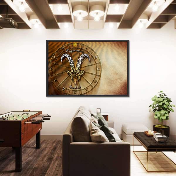Symbol Of Capricorn Horoscope Canvas Wall Art-3 Horizontal-Gallery Wrap-25" x 16"-Tiaracle