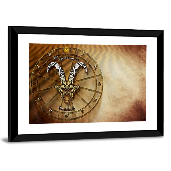 Symbol Of Capricorn Horoscope Canvas Wall Art-3 Horizontal-Gallery Wrap-25" x 16"-Tiaracle