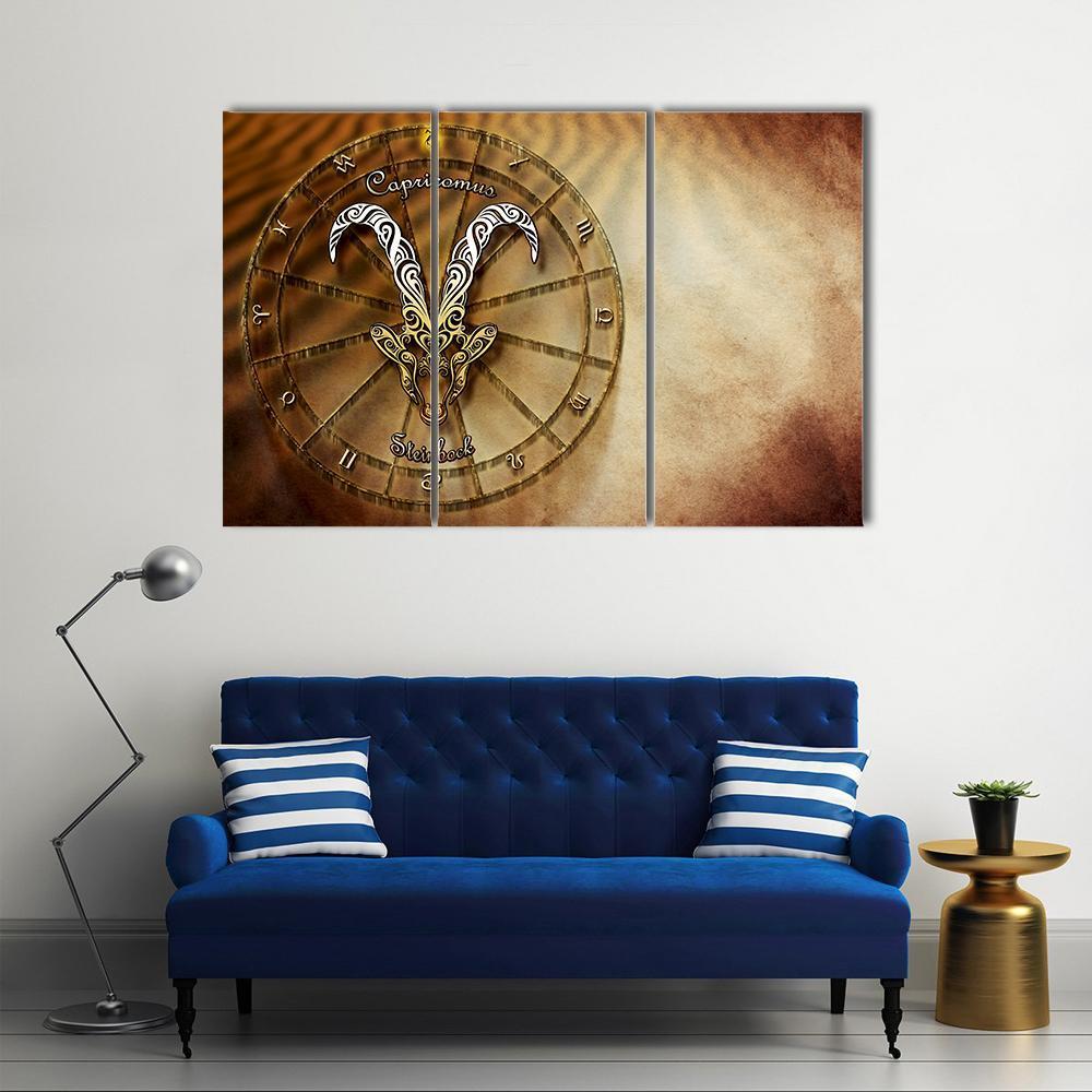 Symbol Of Capricorn Horoscope Canvas Wall Art-1 Piece-Gallery Wrap-36" x 24"-Tiaracle