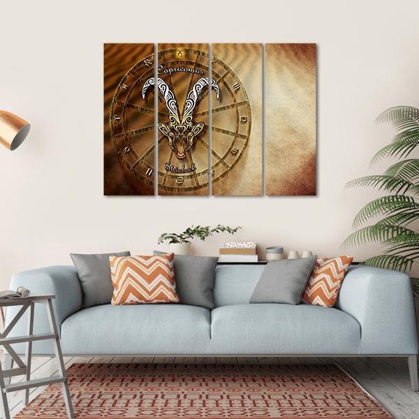 Symbol Of Capricorn Horoscope Canvas Wall Art-4 Horizontal-Gallery Wrap-34" x 24"-Tiaracle