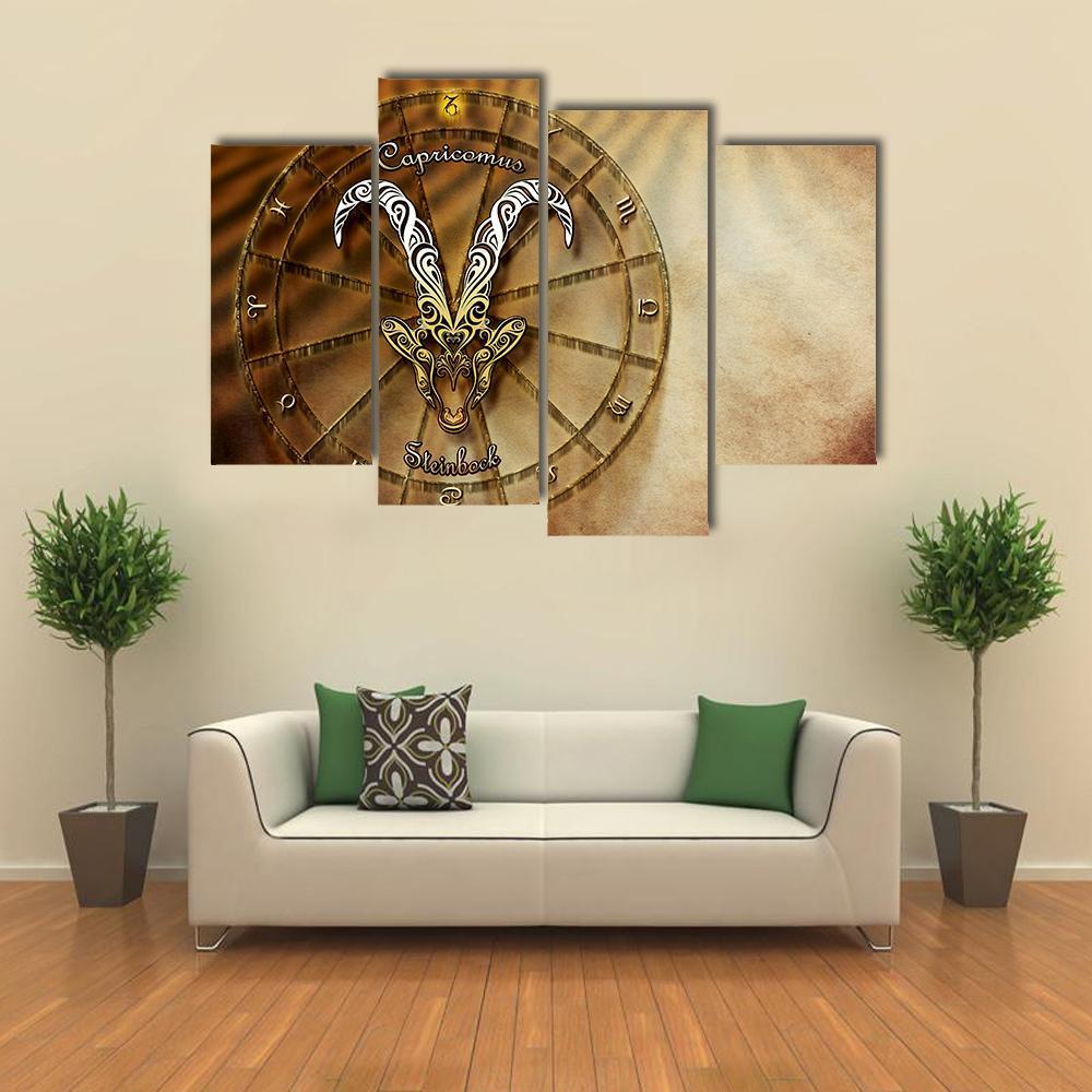 Symbol Of Capricorn Horoscope Canvas Wall Art-4 Pop-Gallery Wrap-34" x 20"-Tiaracle