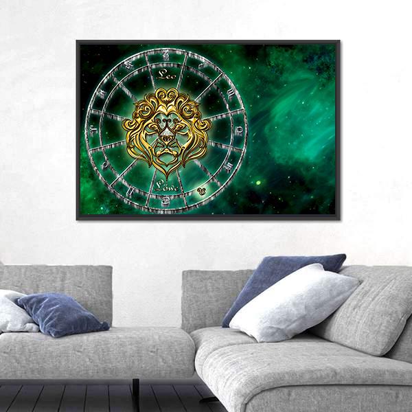 Symbol Of Leo Horoscope Canvas Wall Art-3 Horizontal-Gallery Wrap-25" x 16"-Tiaracle
