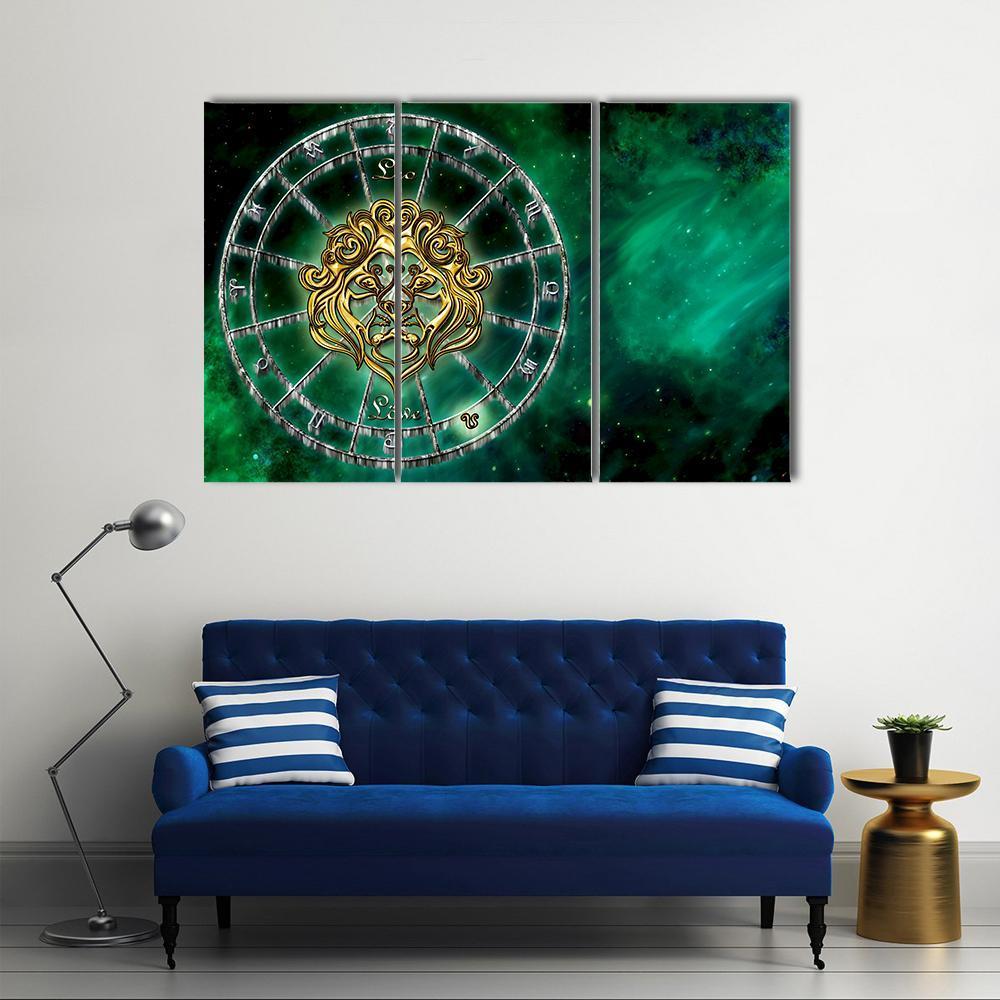 Symbol Of Leo Horoscope Canvas Wall Art-3 Horizontal-Gallery Wrap-25" x 16"-Tiaracle