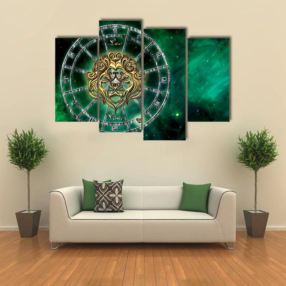 Symbol Of Leo Horoscope Canvas Wall Art-4 Pop-Gallery Wrap-34" x 20"-Tiaracle