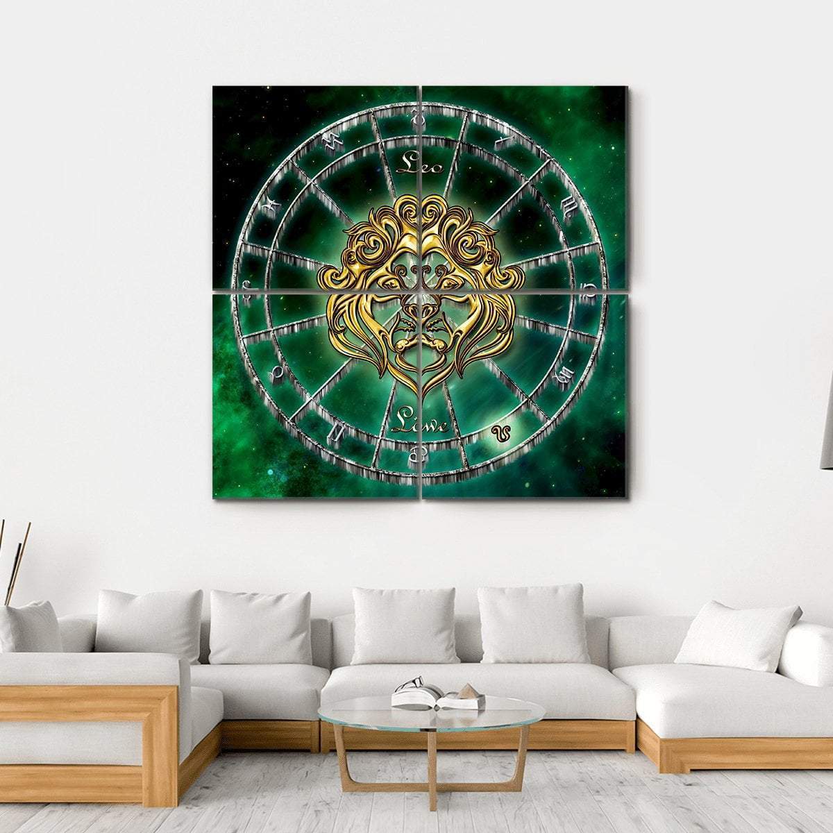Symbol Of Leo Horoscope Canvas Wall Art-4 Square-Gallery Wrap-17" x 17"-Tiaracle